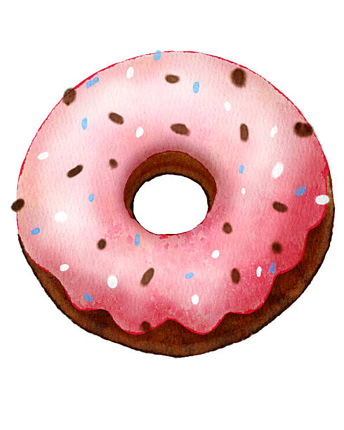 istock Chocolate donut glazed with candy topping. Watercolor illustration 2217355501