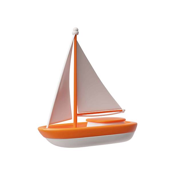 istock Travel sail boat 3D plastic cartoon vector icon, realistic sailing vessel, travel ship small yacht cruise transportation 2217364296