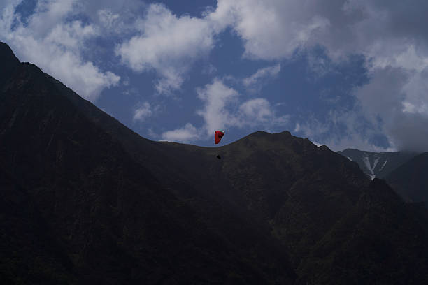 Paragliding adventure. Tourists having fun in Madeira