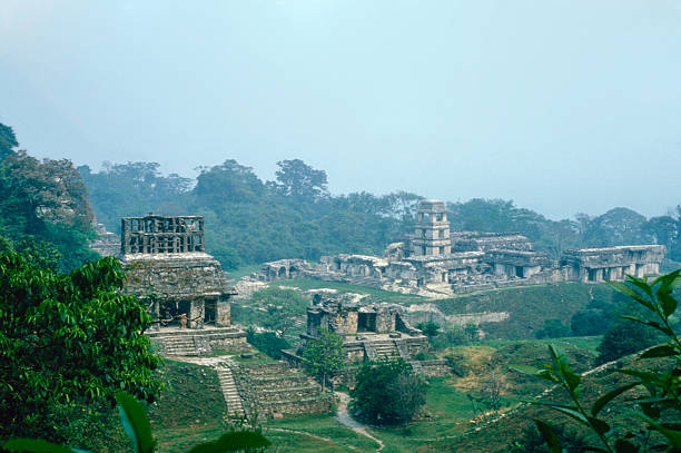 The ruins near Oaxaca feature the distinct patterned stonework of the Zapotec civilization, with intricately carved decorative tiles covering the ancient walls