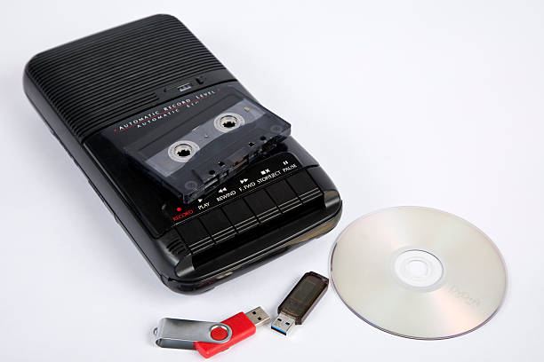 istock Audio cassette player with tape and modern media 2217372269