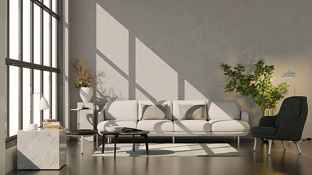 istock Large luxury modern bright interiors Living room mockup illustration 3D rendering image 2217375252