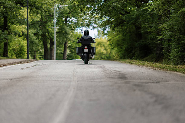 White sports bike speeding on roadway