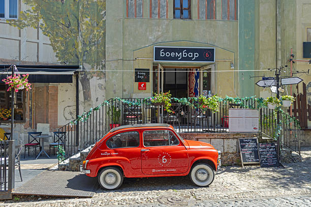 Urnieta, Spain-October 5, 2024: 1965 Renault 8 (Renault R8, Dacia 1100, Bulgarrenault 8) on city streets