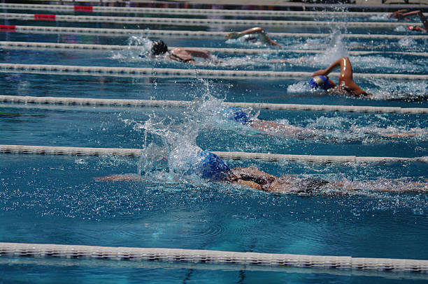 Swimmers warming up before the competition!