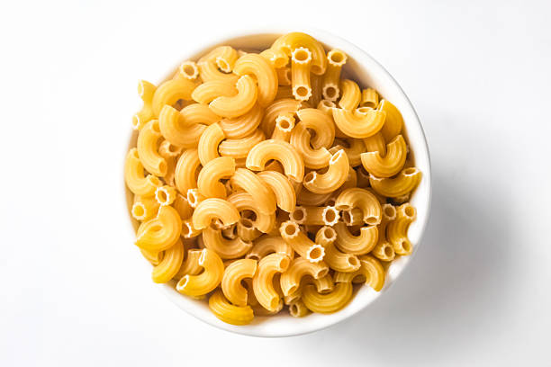 istock raw macaroni in a bowl isolated on white background 2217390696