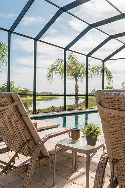 istock Pool close-up in suburban Florida home interior 2217392298