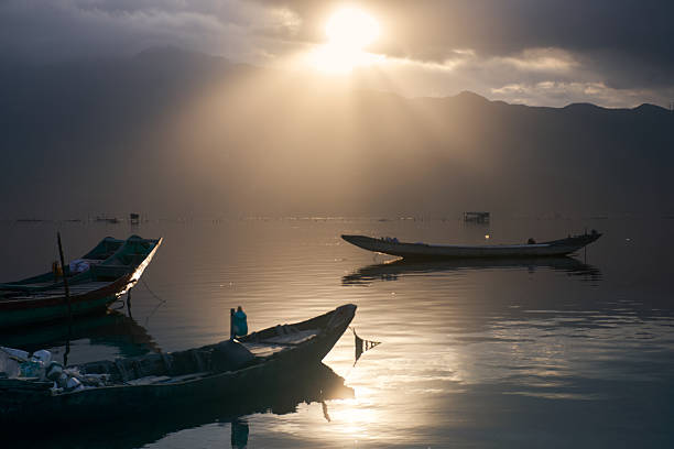 Landscape of the lagoon at sunset