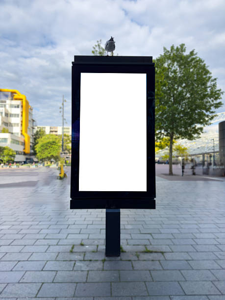 istock Blank advertise display stand, empty vertical billboard. Advertisement template in Netherlands 2217396014