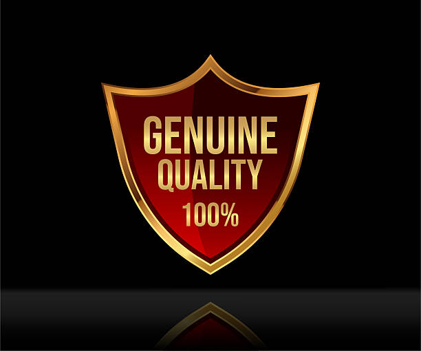 istock Unique and stylist Shield with text Genuine Quality, luxury golden color. 2217401768