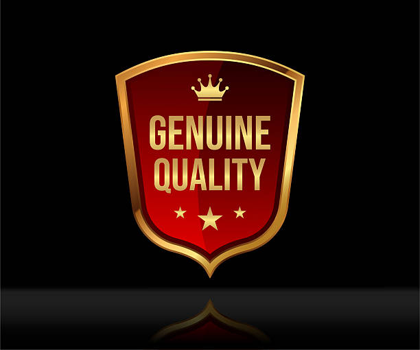istock Aesthetic Genuine Quality Shield, elegant golden color. 2217401791
