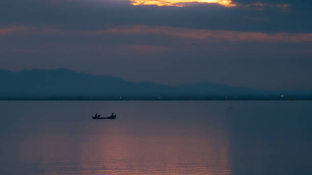 Boat on Lake at Dusk