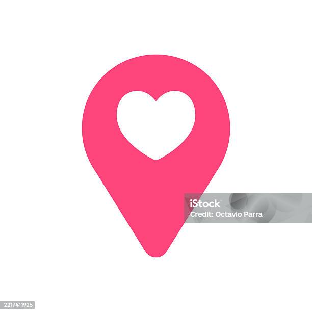 Pink Loction Pin Pink Location Pin Vector With Heart For Romantic Maps And Graphic ...
