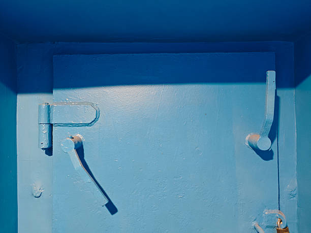 blue metal door