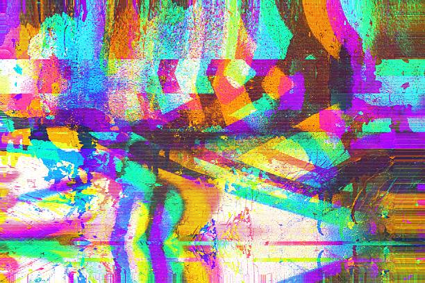 istock Vibrant Glitch Art with Neon Colors for 80s Y2K Design 2217425804