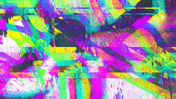 istock Vibrant Glitch Art with Neon Colors and Acid Wave for Modern 2000s Design 2217425986