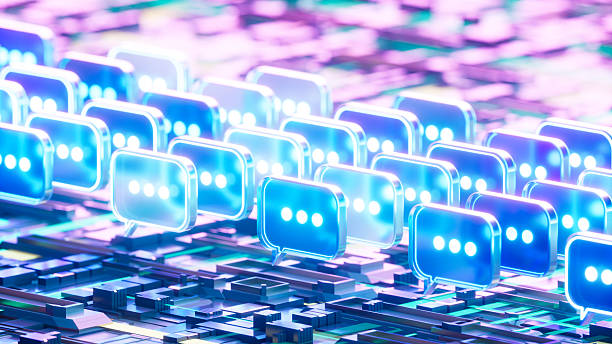 istock Illuminated Speech Bubbles on Motherboard, Digital Communication and AI Concept 2217427173