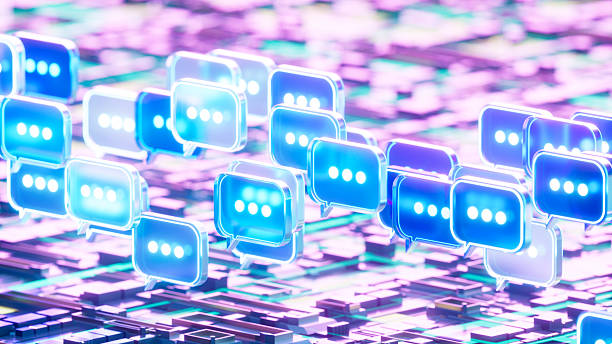 istock Illuminated Speech Bubbles on Motherboard, Digital Communication and AI Concept 2217427202
