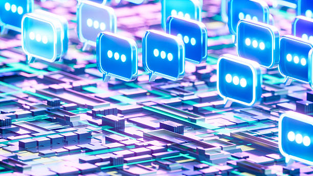 istock Illuminated Speech Bubbles on Motherboard, Digital Communication and AI Concept 2217427221