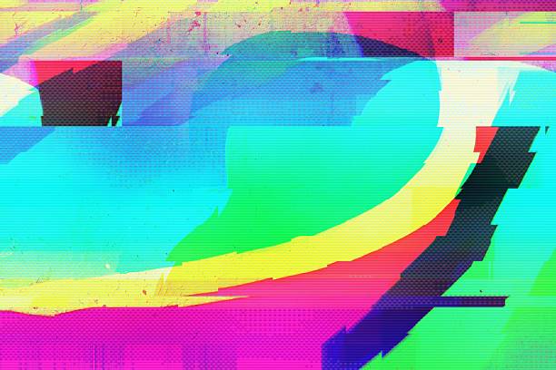 istock Retro Glitch Wave Art in Neon Pink, Blue, Green for 90s Y2K Aesthetic 2217427248