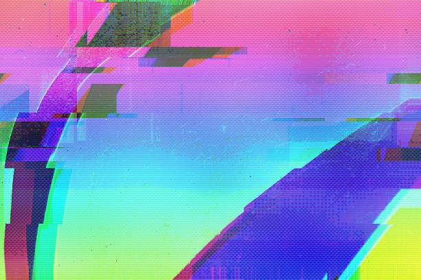 istock Futuristic Glitch Art with Neon Pink, Blue, Yellow for Modern 90s, Y2K Aesthetic 2217427297