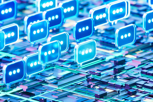 istock Illuminated Speech Bubbles on Motherboard, Digital Communication and AI Concept 2217427305