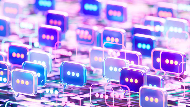istock Illuminated Speech Bubbles on Motherboard, Digital Communication and AI Concept 2217427377