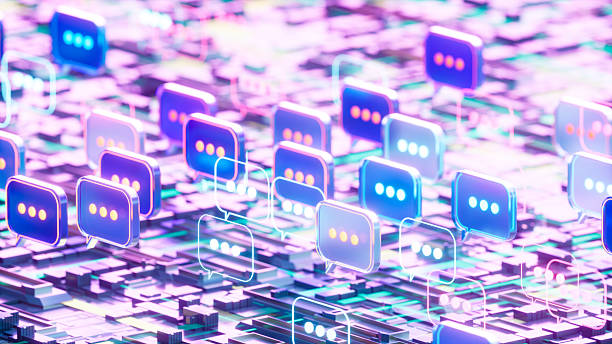 istock Illuminated Speech Bubbles on Motherboard, Digital Communication and AI Concept 2217427397