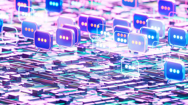 istock Illuminated Speech Bubbles on Motherboard, Digital Communication and AI Concept 2217427442