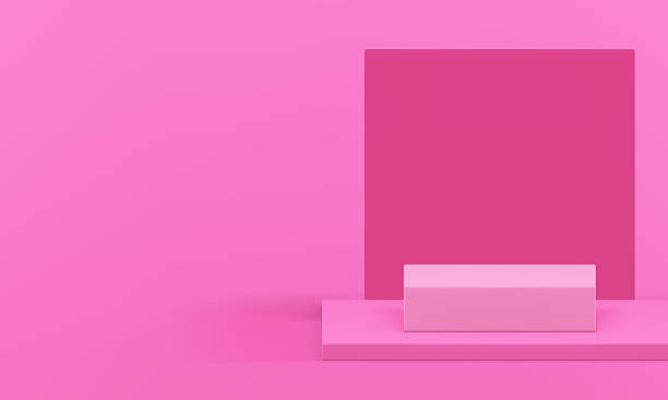 istock Pink 3d squared podium mockup for cosmetic product presentation realistic vector illustration 2217429062