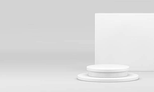 istock White 3d cylinder step podium mockup for cosmetic product show realistic vector illustration 2217429125