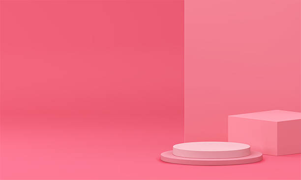istock Pink 3d podium stand mock up for beauty cosmetic product presentation realistic vector 2217429475