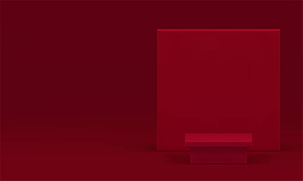 istock Red fashion 3d podium pedestal geometric scene for presentation realistic vector illustration 2217429604