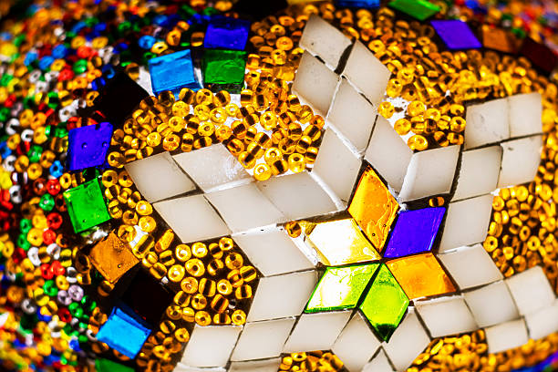 istock stained glass lamp on a dark background with a geometric pattern 2217433275