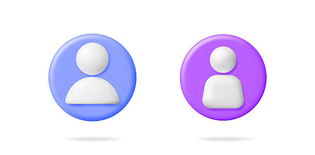 istock User profile icon set made of 3d vector elements. Group of male and female avatars with colorful button circles. Contact list symbol for app. 2217437475
