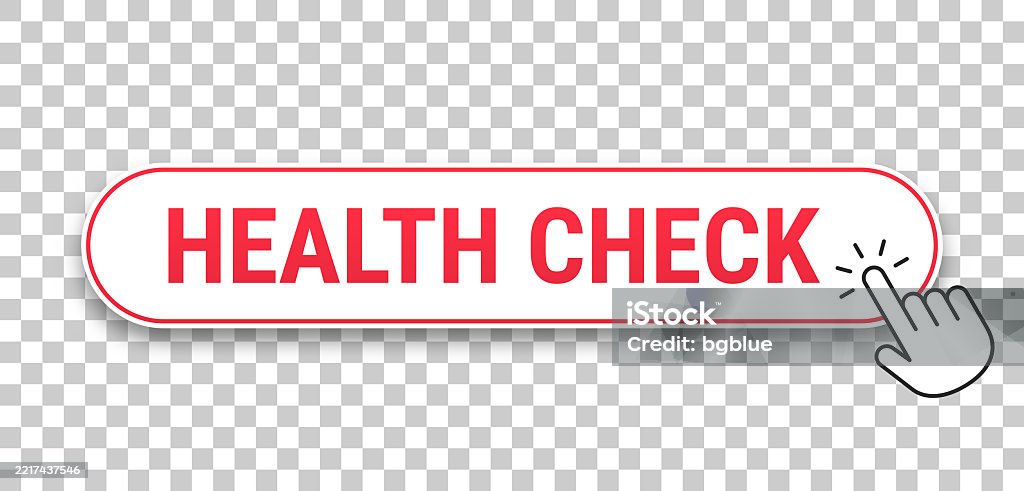 Healt Button Health Check 3d Click Web Button With Hand Cursor On Blank Background ...