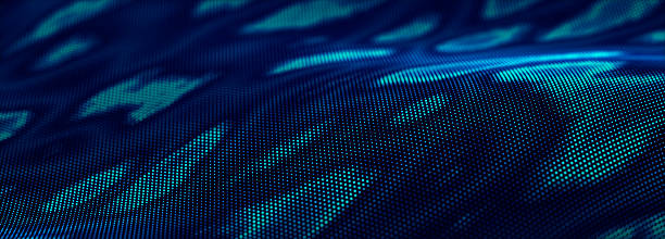 istock Wave of streaming particles on a light blue background. Abstract background with dynamic elements of waves and dots. 3d 2217445435