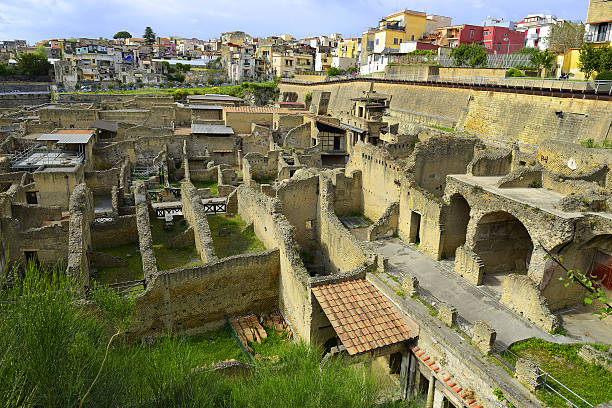 Ercolano, Italy at Herculaneum, an ancient Roman town buried in the eruption of Mount Vesuvius in AD 79 - UNESCO World Heritage Site
