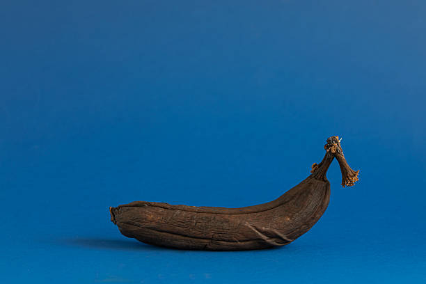 istock Rotten Banana Isolated On Blue 2217450351