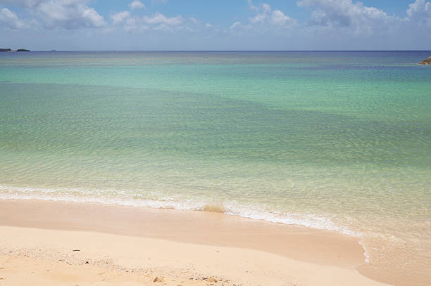 Tropical beach with turquoise water and white sand in Okinawa