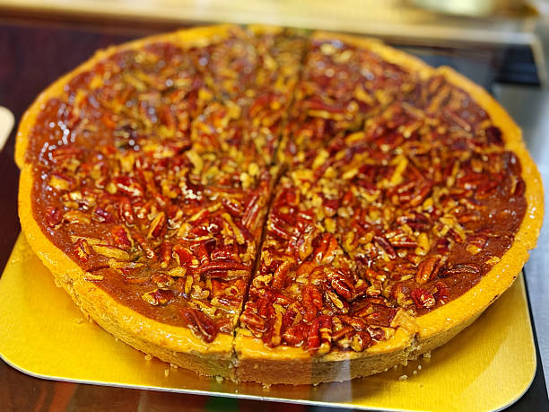 istock Pecan pie on display in a shop, close-up 2217460673