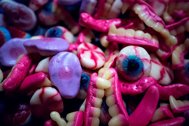 Remember these? Stroll down your memory lane. The taste, the aroma, the color and the scent.  Do you see it?  Each of this visually appealing sweet treat  is a colorful childhood.  Halloween themed gummy sweets.
