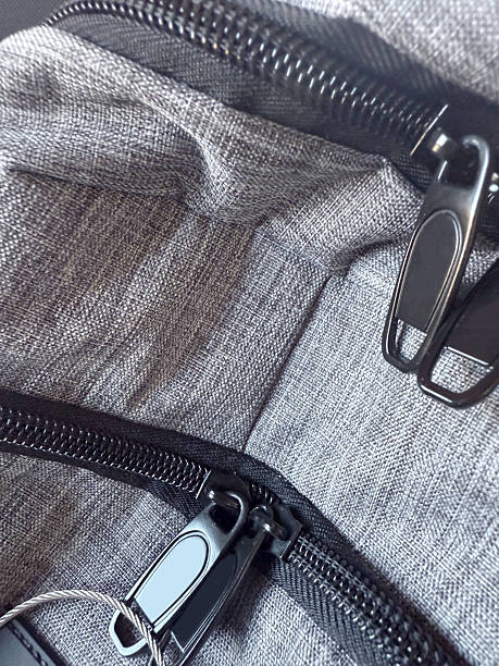 Travel bag zips close up