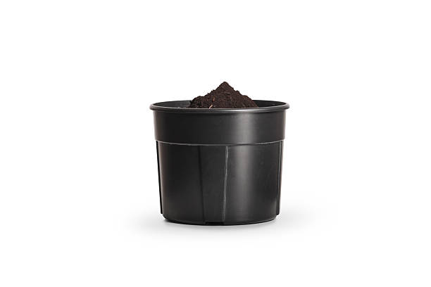 istock Black planting pot with soil 2217465765