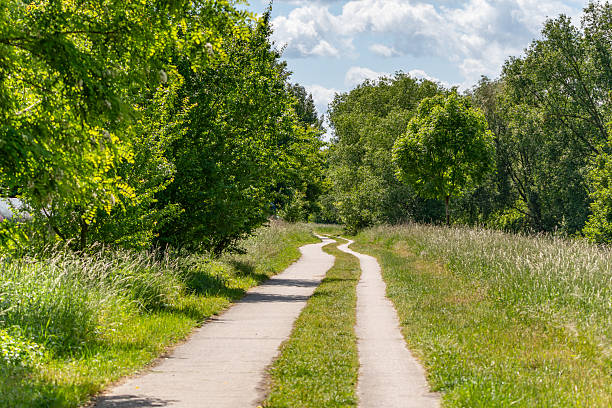 istock Curvy cycle and footpath in the countryside. 2217470269