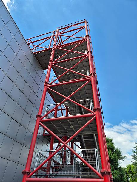 istock industrial steel installation, giant red staircase 2217475967
