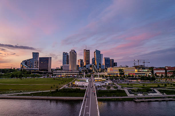 istock Aerial summer beautiful evening sunset view in sunny Vilnius downtown 2217480748