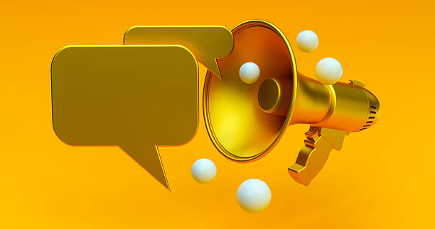 istock Gold Megaphone: Luxury Announcement Bubbles 2217483282