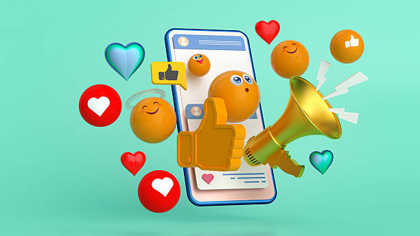 Social Media Engagement: Smartphone Icons Megaphone