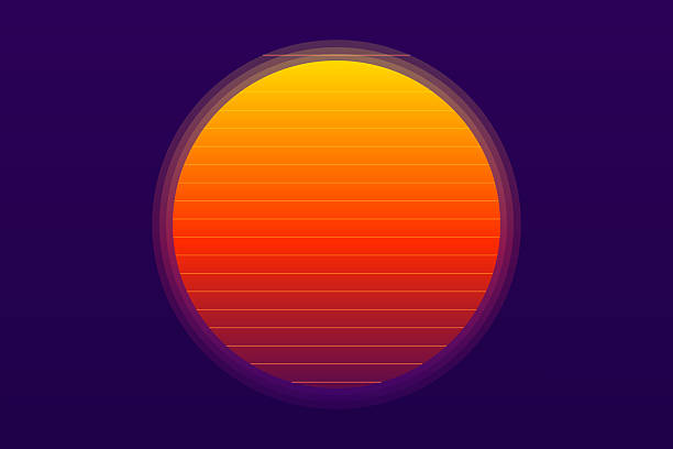 istock Retro vaporwave sun futuristic sunrise. Cyberpunk geometric planet. Synthwave vintage. Sun circle retrowave abstract. Vector illustration 2217484338